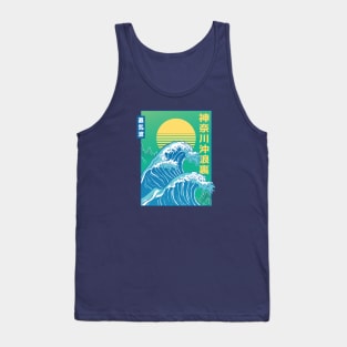 Retro Japanese Tidal Wave Tank Top